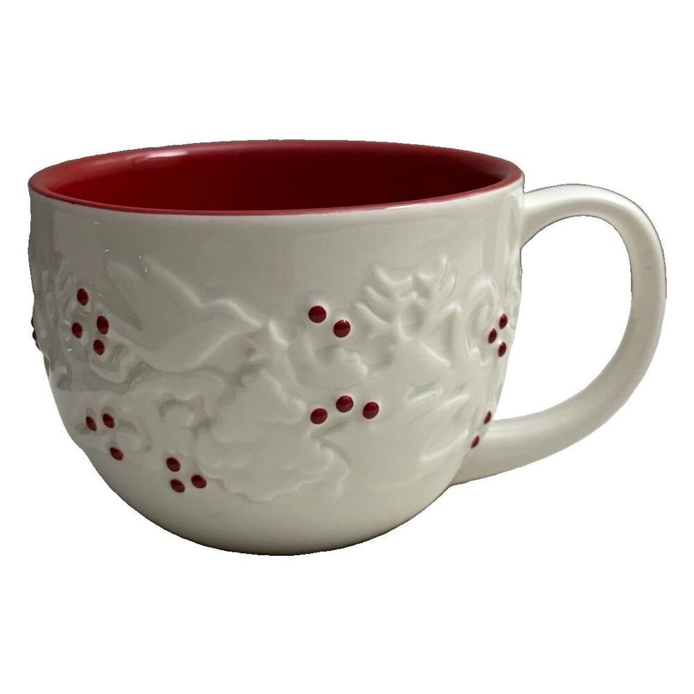 Starbucks Coffee Mug Unisex 12 Oz 2008 Holiday Christmas Dove Holly Reindeer